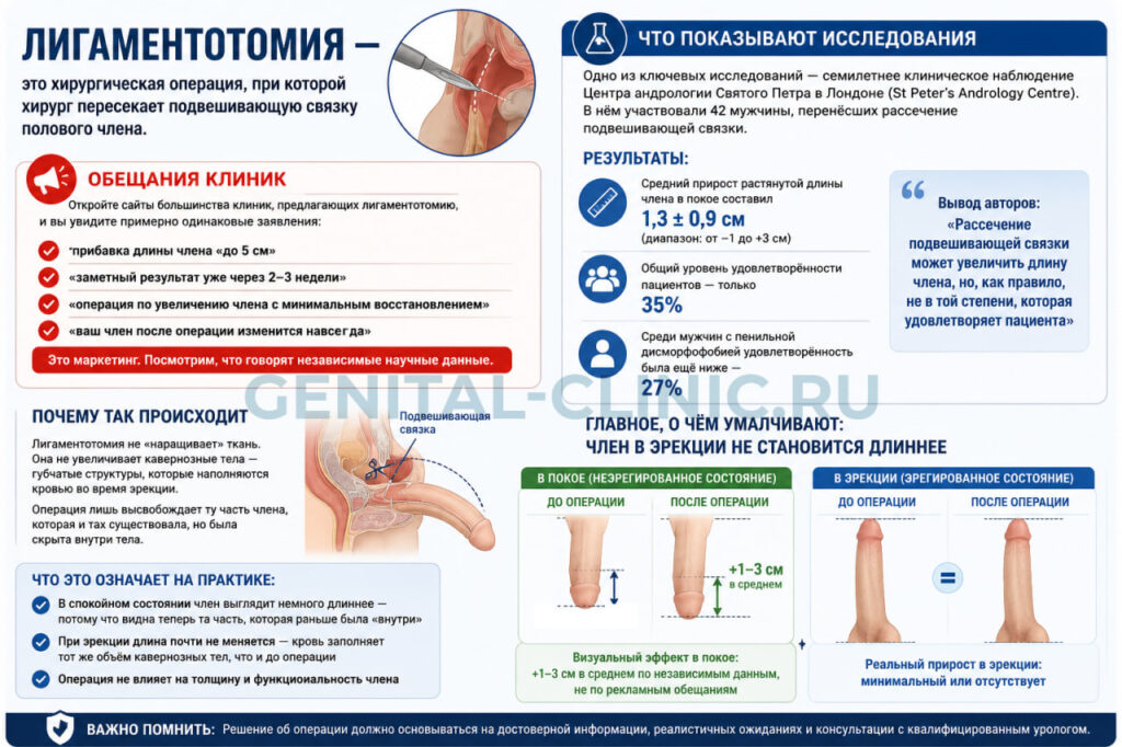 операция для увеличения длинны члена лигаментотомия